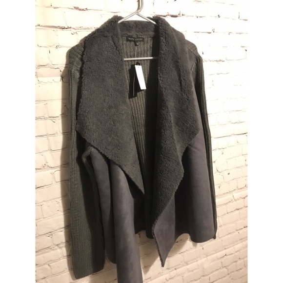 napa valley Sweaters - Sherpa draped soft and fuzz knit open front jacket